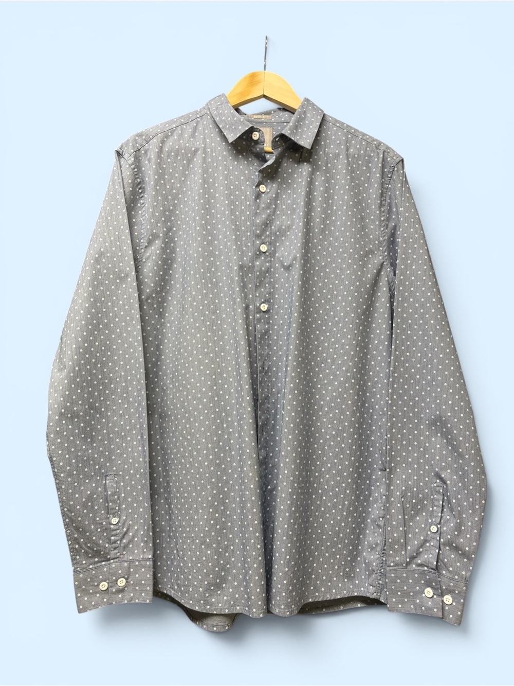 Frame Denim Gray Dot-Print Long Sleeve Button-Down Shirt